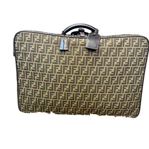 Fendi Zucca FF Y2K Era Rolling Luggage Suitcase Monogram Travel Bag
